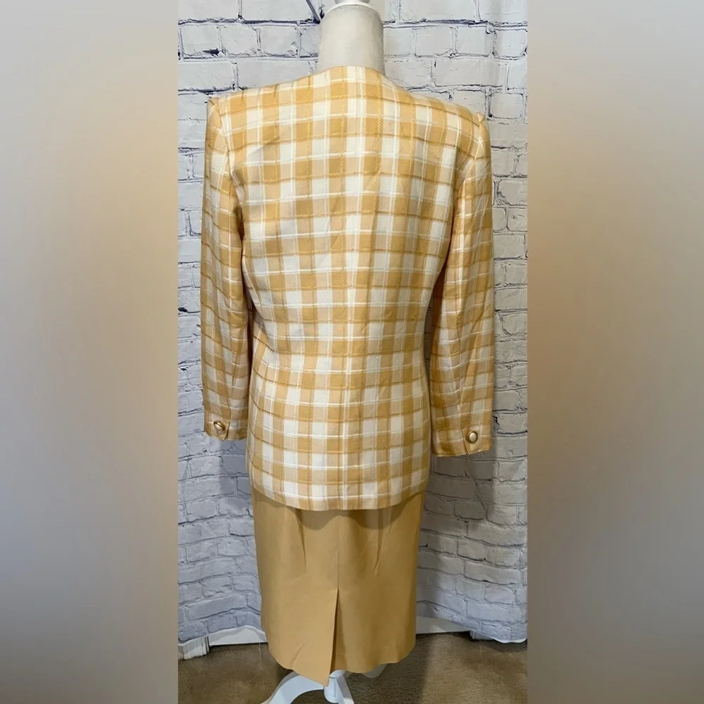 Vintage Sassoon women’s two-piece yellow plaid skirt Suit Set size 8 - Picture 4 of 11